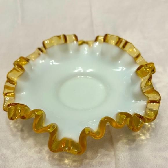 Fenton Amber blue 6” crest bowl - Picture 1 of 2